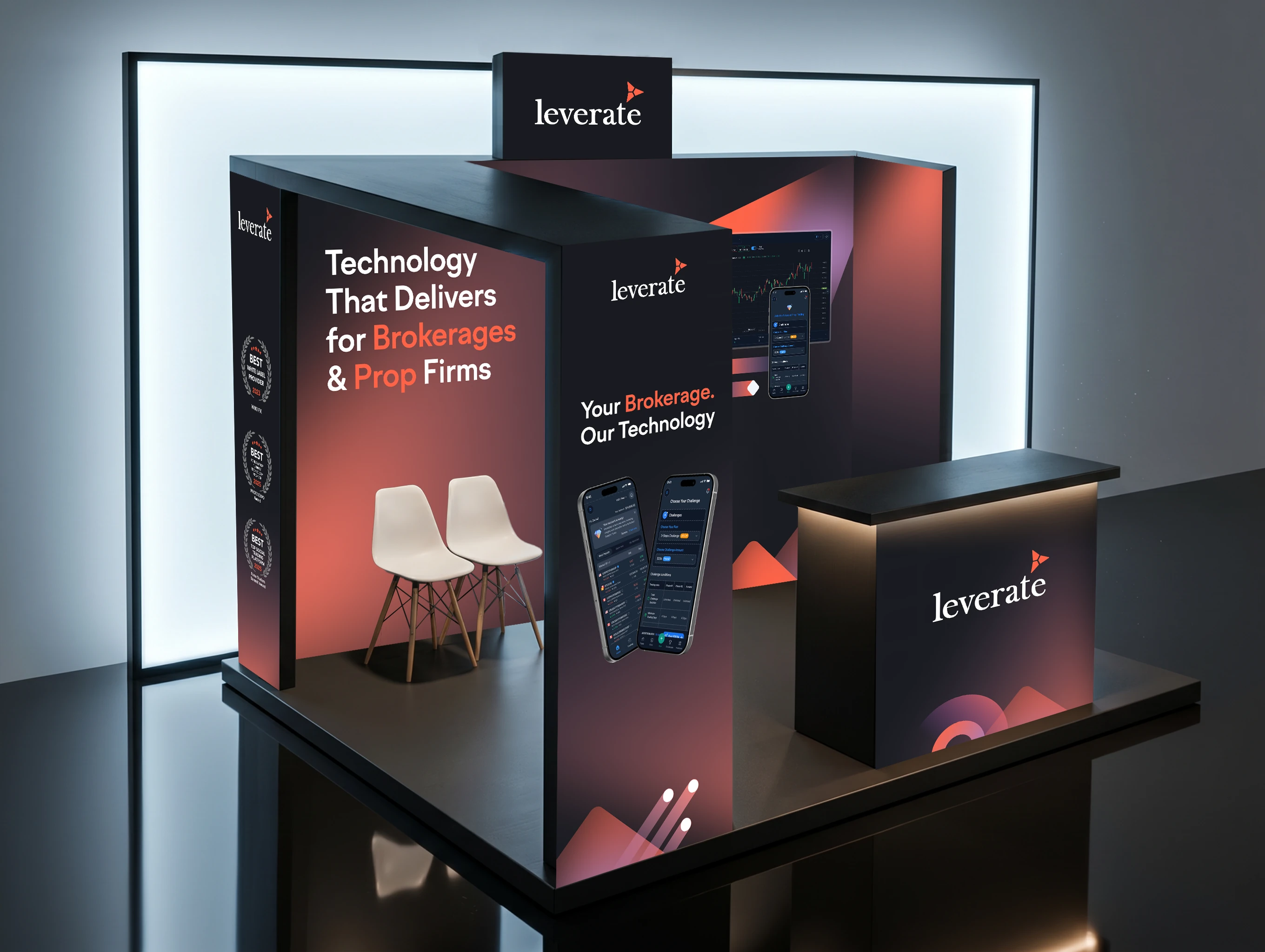 Leverate expo stand 3D render