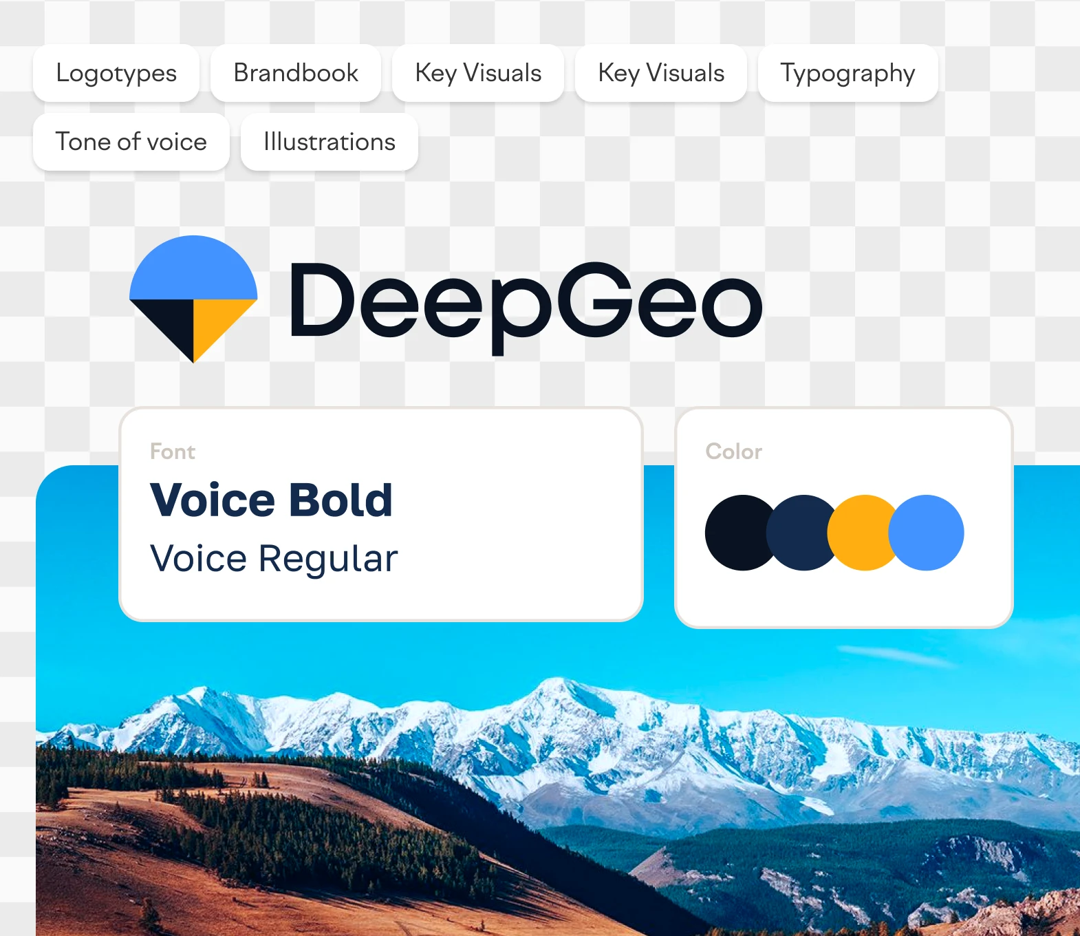 DeepGeo brand identity: logo, typography and color palette