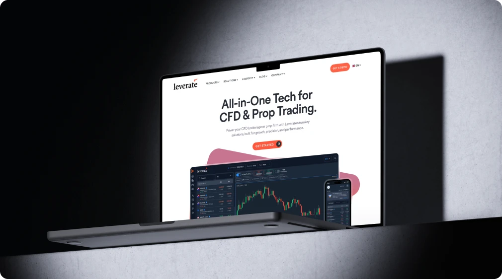 Leverate website preview — All-in-One Tech for CFD & Prop Trading